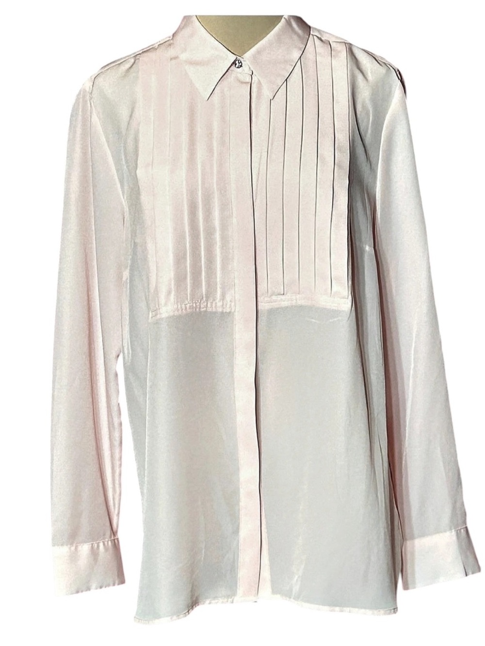 Talbots Pleated Button Down Blouse in Pink Size Large Like New